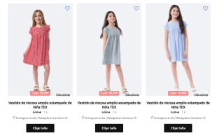 Vestido de viscosa amplio estampado de Niña TEX por 1€ varios colores