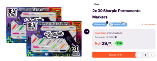 Viltstift Sharpie rond Beat the Maze fijn assorti 2 pakken à 30 stuks voor €29,95 bij Ibood
