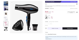 Marca IPSDI Secadora de pelo profesional SURKER 3500w 3 posiciones de calor y 2 velocidades, boquilla concentradora y difusor por 6,50€