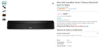 Bose Solo Soundbar Series 2 Altavoz Bluetooth para TV por 139,95€