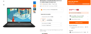 Portátil MSI Modern 15 B13M-281XES Intel Core i7-1355U/16GB/1TB SSD/15.6" por 619€