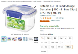 Purchase a Sistema KLIP IT food storage container from Amazon for £2