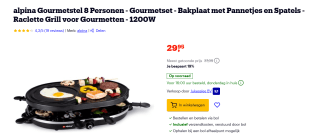 Alpina Raclette Grill 8 persoons voor €29,99 bij Bol.com