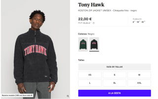 Chaqueta Unisex Tony Hawk KOSTON ZIP JACKET por 22€