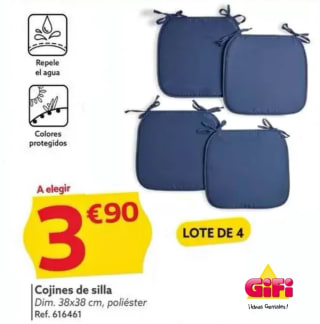 Lote 4 cojines de silla 38x38 cm a solo 3,90€ en Gifi