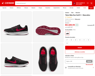 Tênis Masculino da Nike, modelo Run Swift 3 - R$ 289,99