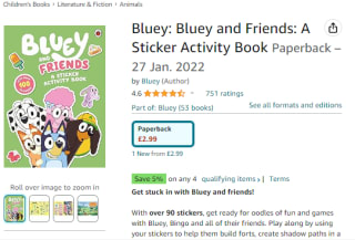 Pick Bluey: Bluey and Friends: a sticker activity book for £2.99 at Amazon