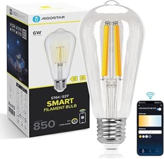Bombilla inteligente Aigostar E27 Edison 6W 850LM por 4,99€
