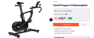 VirtuFit Etappe 2.0i - Indoorfiets voor €479,95 bij Ibood