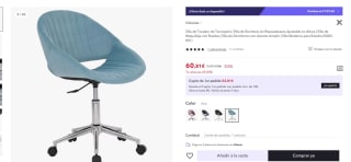 Silla de Tocador de Terciopelo por 60,81€ (cuenta nueva 48,81€)