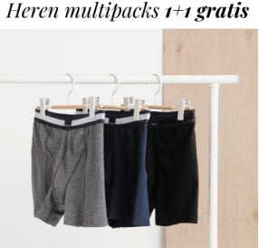 1+1 gratis op heren multipacks bij Livera