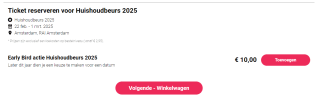 Early Bird actie: €10,- per ticket voor de Huishoudbeurs 2025