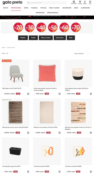 Hasta -70% de Descuento desde Gato Preto.