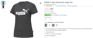 Donkergrijs Puma Logo dames T-shirt voor €10,95 bij Amazon