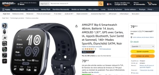 Montre AMAZFIT Bip 6 Smartwatch 46mm, GPS avec Cartes, IA, Appels Bluetooth à 79,90€
