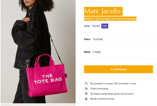 Marc Jacobs Medium Tote handtas van canvas met logo voor €112,50 bij de bijenkorf