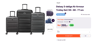 Securitech By Delsey Paris - Kofferset Air Armour- 3 delig voor €255 bij Ibood