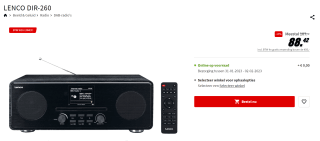 Lenco DIR-260BK DAB+ Internet Radio/CD-Speler Hout/Zwart voor €88,42 bij de Mediamarkt