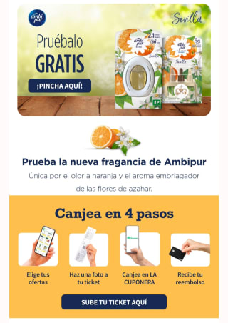 Prueba gratis el nuevo perfume de ambipur desde la Cuponera