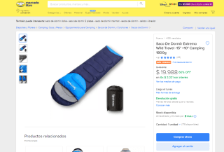 Saco de dormir Extremo Wild Travel -15° +10° Camping 1800g por $19.988