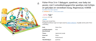 Fisher Price Rainforest Babyspeelmat, 3in1 voor €56,20 bij Amazon
