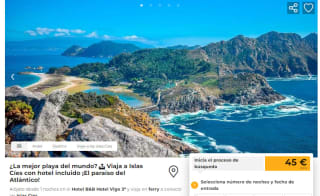 1 noche Islas Cíes con hotel 3* por 45€