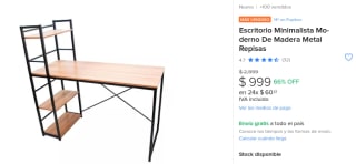 Escritorio Minimalista Moderno de Madera por $999 en Mercado Libre