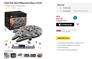 LEGO Star Wars Millennium Falcon 75192 voor €637,49 bij Intertoys