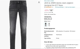 Jack & Jones 'JJIGlenn JJOriginal' slimfit jeans voor €19,53 bij Amazon