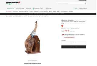 Jamón de cebo ibérico 50% raza ibérica pieza 8 kg por 99€