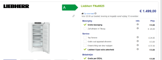 Liebherr FNa6625 NoFrost voor €1.499 bij Beterwitgoed