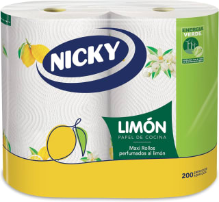 Nicky Limón Papel de Cocina, 2 Rollos de 2 Capas, 100 Hojas por Rollo por 2,18€