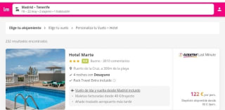 Tenerife 5 dias con Vuelos desde 122€.