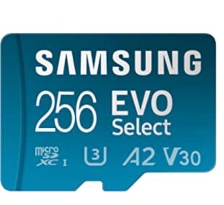 Tarjeta microSD Samsung EVO Select 256GB, A2, V30, 130 MB/s, FHD, 4K UHD por 24.76€