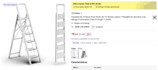 Escalera De 6 Pasos Para Techo De 12 Piezas Ligera Y Plegable En Aluminio por 18,99€