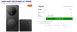 Aqara Slimme Video Deurbel - G4 voor €74,95 bij Azerty