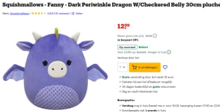 Squishmallows - Fanny - Dark Periwinkle Dragon W/Checkered Belly 30cm voor €12,99 bij Bol