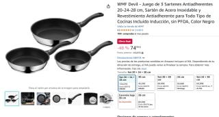 WMF Devil Juego de 3 Sartenes Antiadherentes 20-24-28 cm por 74,99€
