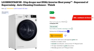 LG RH90V9AV3N Warmtepompdroger voor €799 bij Bol