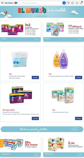 Oferta en Pañales, Higiene y Alimentación Bebé en Carrefour.