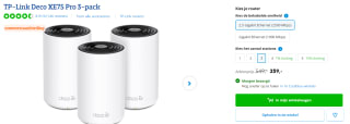 TP-Link Deco XE75 Pro 3-pack voor €359 bij Coolblue
