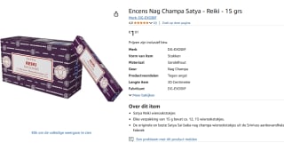 Wierook Nag Champa Reiki grootverpakking 12x15gram voor €1,91 bij Amazon
