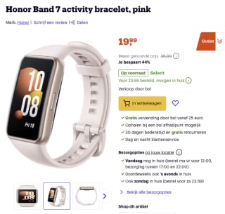 Honor Band 7 activity voor 19,99 euro