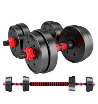 Juego de mancuernas Ajustable 2 en 1 con barras Multifución 10KG-15KG-20KG-30KG por solo 19,34€