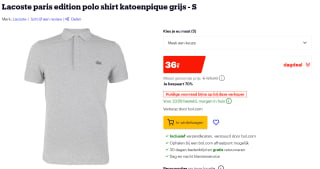 Lacoste paris edition polo shirt katoenpique grijs voor €36 bij Bol.com