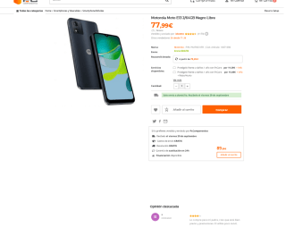 Motorola Moto E13 2GB 64GB Negro Libre por 77,99€