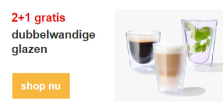 Dubbelwandige glazen 2+1 gratis bij de Hema