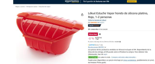 Lékué Estuche Vapor hondo de silicona platino, Rojo, 1-2 personas por 12,79€