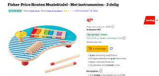 Fisher Price Houten Muziektafel met instrumenten voor €4,99 bij Bol