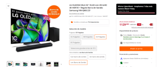 TV LG OLED55C34LA 55" OLED evo UltraHD 4K HDR10 + Barra de Sonido Samsung HW-Q60C/ZF por 1.129€